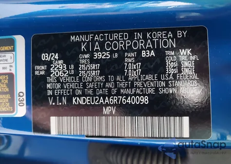 2024 Kia Seltos S z USA, uszkodzony, nr VIN KNDEU2AA6R7640098